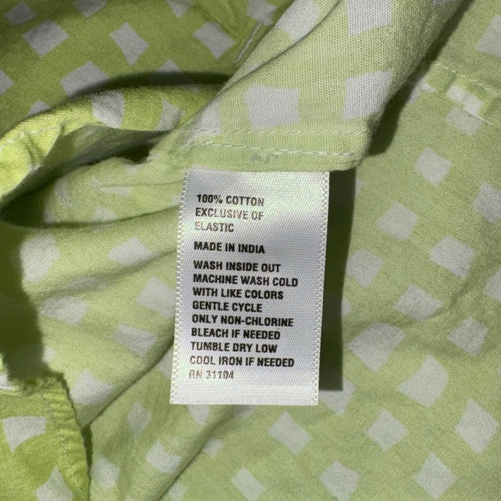 Crown Ivy Lime Green White Gingham Smocked Off Shoulder Crop Top Blouse Women XL - Picture 5 of 5